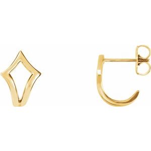 14K Yellow Geometric J-Hoop Earrings - Siddiqui Jewelers