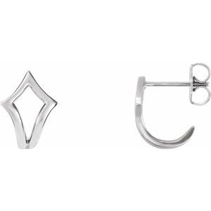 14K White Geometric J-Hoop Earrings - Siddiqui Jewelers