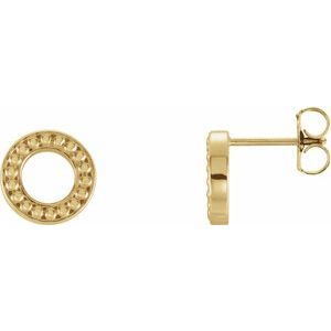 14K Yellow Beaded Stud Earrings - Siddiqui Jewelers