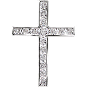 14K White 1/4 CTW Diamond 17.5x12.6 mm Cross Pendant - Siddiqui Jewelers