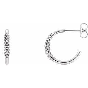 Sterling Silver 15.1 mm Beaded Hoop Earrings - Siddiqui Jewelers
