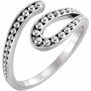Sterling Silver Beaded Bypass Ring - Siddiqui Jewelers