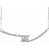 14K White  3/8 CTW Diamond Two-Stone Bar 16-18" Necklace - Siddiqui Jewelers