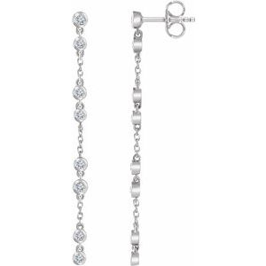 14K White 1/3 CTW Diamond Chain Earrings - Siddiqui Jewelers