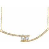 14K Yellow  3/8 CTW Diamond Two-Stone Bar 16-18" Necklace - Siddiqui Jewelers