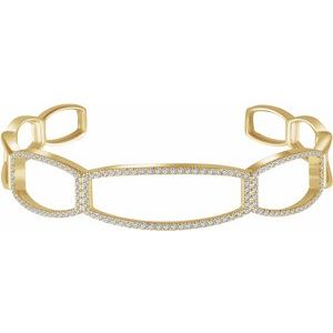 14K Yellow 3/4 CTW Diamond Cuff 6 1/4" Bracelet - Siddiqui Jewelers