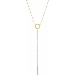 14K Yellow Circle & Bar "Y" 16-18" Necklace - Siddiqui Jewelers