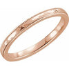 14K Rose 2 mm Flat Band with Hammer Finish & Milgrain  Size 5 - Siddiqui Jewelers