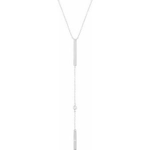 14K White .06 CTW Diamond Bar 16-18" Necklace - Siddiqui Jewelers