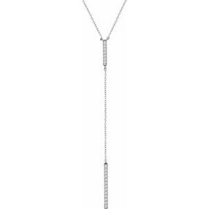 14K White 1/5 CTW Diamond Bar "Y" 16-18" Necklace - Siddiqui Jewelers