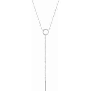 14K White Circle & Bar "Y" 16-18" Necklace - Siddiqui Jewelers