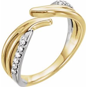 14K Yellow & White 1/8 CTW Diamond Bypass Ring - Siddiqui Jewelers