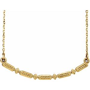 14K Yellow Beaded Bar 16-18" Necklace - Siddiqui Jewelers