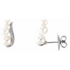 14K White Freshwater Pearl & 1/10 CTW Diamond Ear Climbers - Siddiqui Jewelers