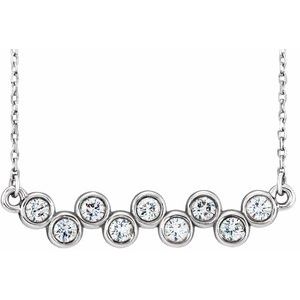 14K White 1/2 CTW Diamond Bezel-Set 16-18" Necklace - Siddiqui Jewelers