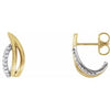 14K Yellow/White 1/10 CTW Diamond Freeform J-Hoop Earrings - Siddiqui Jewelers