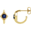 14K Yellow Blue Sapphire Geometric J-Hoop Earrings - Siddiqui Jewelers