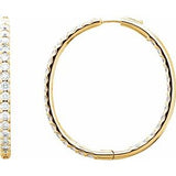 14K Yellow 5 1/8 CTW Diamond Inside-Outside Hinged 42.8 mm Hoop Earrings - Siddiqui Jewelers