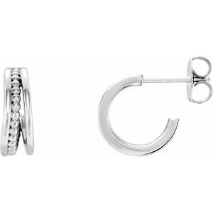 14K White Beaded Hoop Earrings - Siddiqui Jewelers