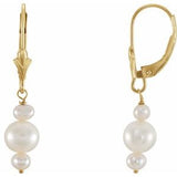 Three-stone Pearl Lever Back Earrings - Siddiqui Jewelers