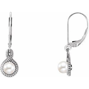 14K White Freshwater Cultured Pearl Beaded Earrings - Siddiqui Jewelers