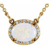 14K Yellow Opal & .07 CTW Diamond Halo-Style 16 1/2" Necklace - Siddiqui Jewelers