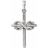 14K White .06 CTW Diamond Infinity-Inspired Cross Pendant - Siddiqui Jewelers