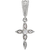 14K White .03 CTW Diamond Petite Vintage-Inspired Cross Pendant - Siddiqui Jewelers