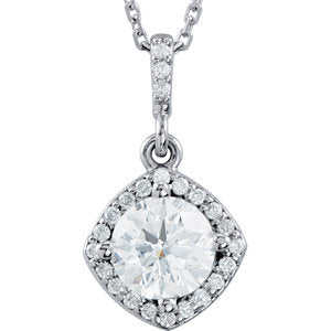 14K White 3/8 CTW Diamond Halo-Style 18" Necklace - Siddiqui Jewelers