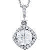14K White 7/8 CTW Diamond Halo-Style 18" Necklace - Siddiqui Jewelers