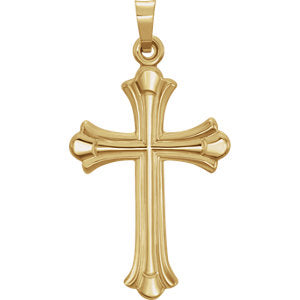 14K Yellow 33.8x17.7 mm Hollow Cross Pendant - Siddiqui Jewelers