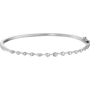 14K White 1 CTW Diamond Bangle Bracelet - Siddiqui Jewelers
