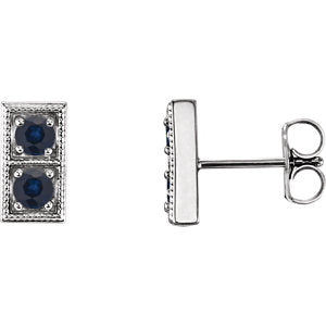 14K White Blue Sapphire Two-Stone Earrings - Siddiqui Jewelers