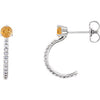 14K White Citrine & 1/6 CTW Diamond J-Hoop Earrings - Siddiqui Jewelers