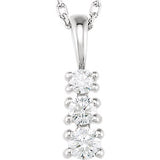14K White 1/6 CTW Diamond 3-Stone 18" Necklace - Siddiqui Jewelers