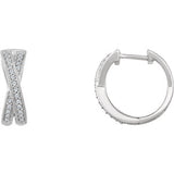 14K White 1/5 CTW Diamond Criss-Cross Hoop Earrings - Siddiqui Jewelers