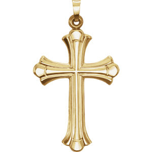 14K Yellow 40.7x22.7 mm Hollow Cross Pendant - Siddiqui Jewelers