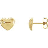 14K Yellow .02 CTW Diamond Heart Earrings - Siddiqui Jewelers