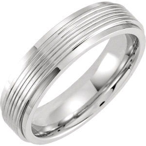 Cobalt 6 mm Grooved Flat Edge Band Size 10.5 - Siddiqui Jewelers