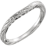 14K White Design-Engraved Band for 6.5 mm Round Engagement Ring - Siddiqui Jewelers