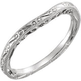 14K White Design-Engraved Band for 5.2 mm Round Engagement Ring - Siddiqui Jewelers