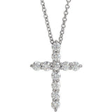 14K White 17.8x12.9 mm 3/8 CTW Diamond Cross 16-18" Necklace - Siddiqui Jewelers