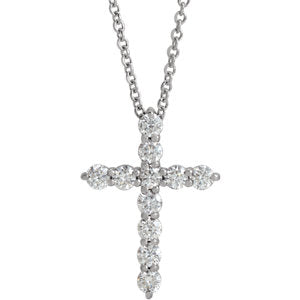 14K White 17.8x12.9 mm 3/8 CTW Diamond Cross 16-18" Necklace - Siddiqui Jewelers