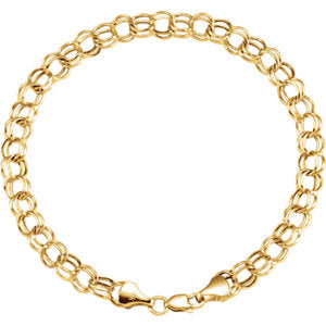 14K Yellow 7.9 mm Double Link Charm 8" Bracelet - Siddiqui Jewelers