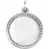 14K White Engravable Round Rope Pendant - Siddiqui Jewelers