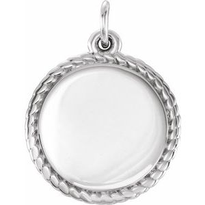 Sterling Silver Engravable Round Rope Pendant - Siddiqui Jewelers