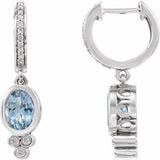 14K White Aquamarine & 1/6 CTW Diamond Hoop Earrings - Siddiqui Jewelers