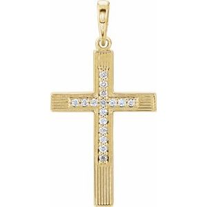 14K Yellow .08 CTW Diamond Cross Pendant - Siddiqui Jewelers