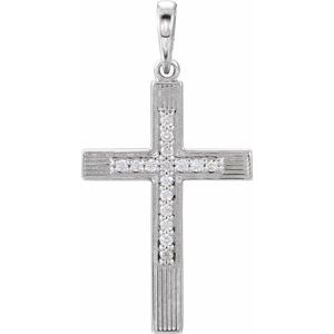 14K White .08 CTW Diamond Cross Pendant - Siddiqui Jewelers