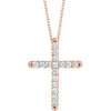 14K Rose 1/2 CTW Diamond French-Set Cross Necklace - Siddiqui Jewelers